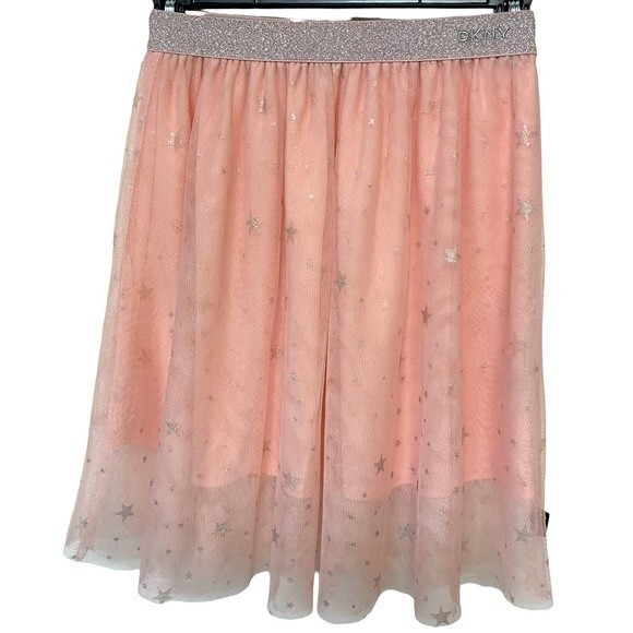 DKNY Girls Sparkly Silver Star Tulle Skirt - Picture 1 of 8